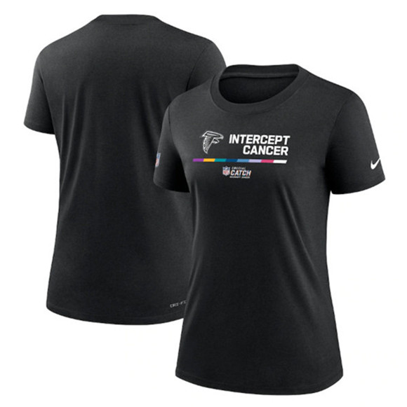 Women's Atlanta Falcons Black 2022 Crucial Catch Performance T-Shirt(Run Small)